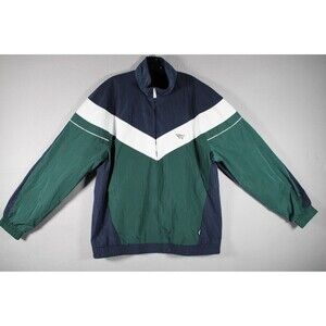 Paper Planes Men's Windbreaker Jacket XL Navy Green White Full Zip Nylon